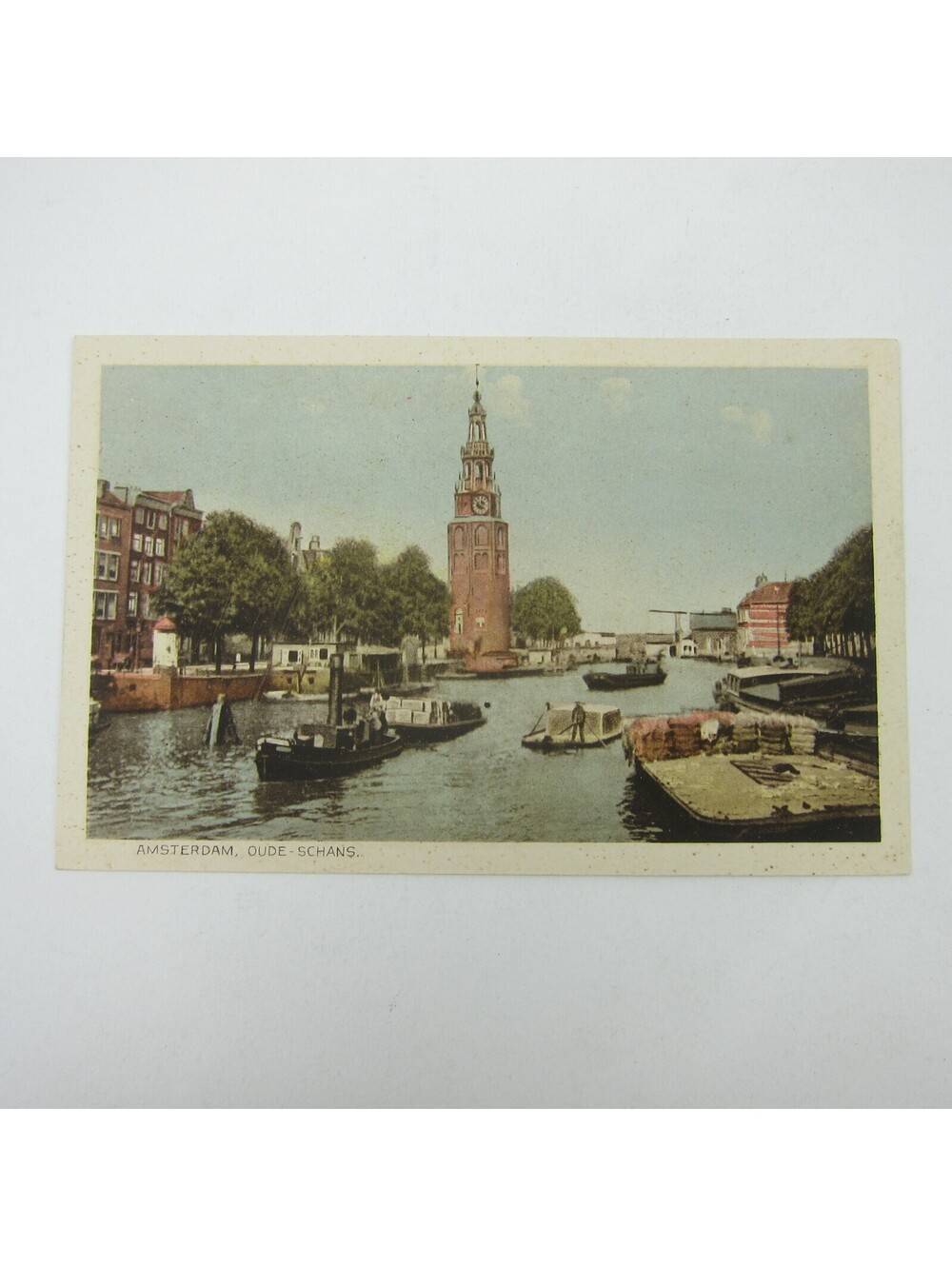 Postcard Netherlands Amsterdam Oude Schans Canal & Boats Antique Unposted RARE